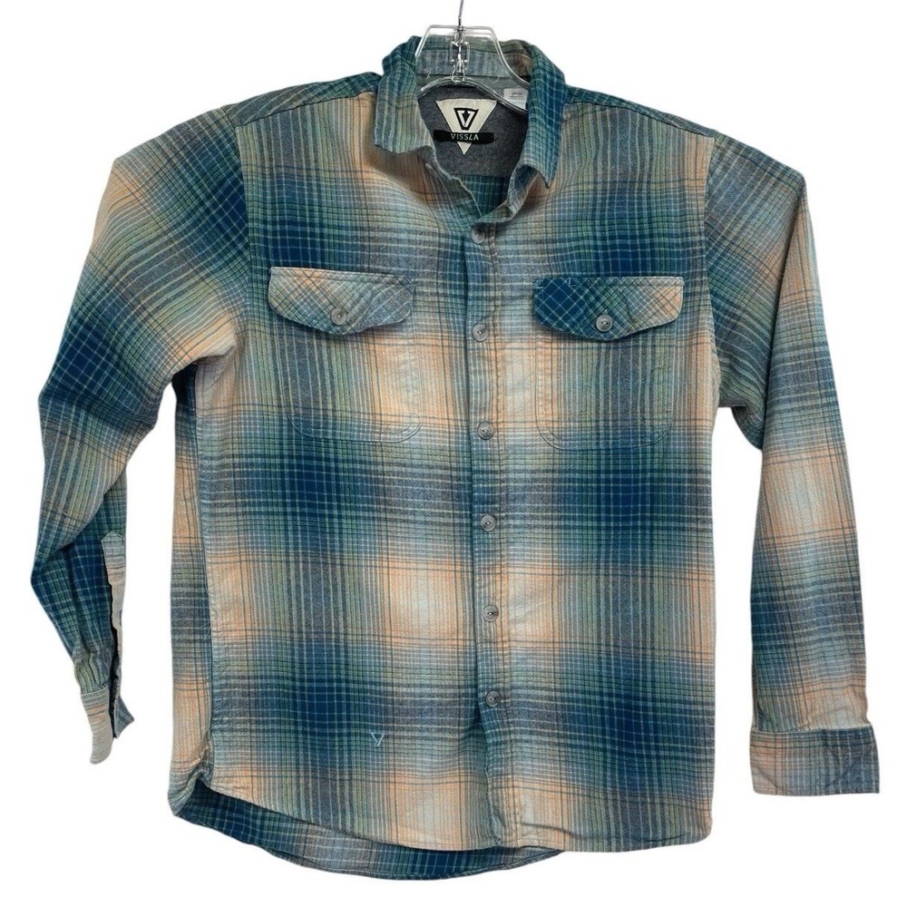VISSLA Mens Sz‎ Small Multicolor Plaid Flannel Button Up Shirt (R1)